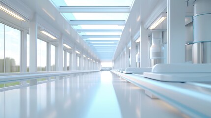 Obraz premium A large, empty, white room with a lot of windows