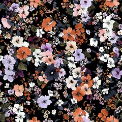 Playful Hand-Painted Floral Wallpaper