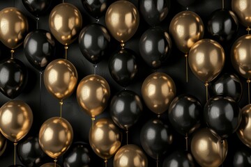 Black Gold Balloon Mockup, Black Friday Banner, Balloons Texture Background with Copy Space