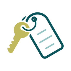 Hotel room key with number vector icon