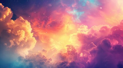 Heavenly cloudscape with colorful nebula for spiritual theme