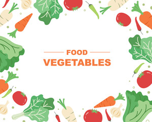 Frame of vegetables, Vegetables design template. Organic Food.