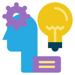 human brain gear wheel education learning knowledge flat style
