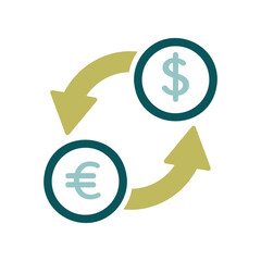 Currency exchange flat vector isolated icon