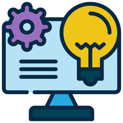 gear wheel online cyber education bulb knowledge filled outline