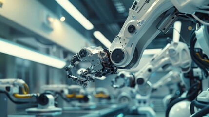 Fototapeta premium Generate an image of a robotics engineer testing a robotic arms precision with a detailed focus on intricate mechanical components