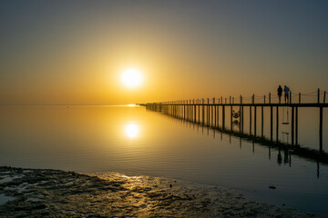 Fototapeta premium Long jetty at sunrise on the Red Sea in Egypt