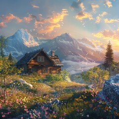 Fairytale cabin in the mountains