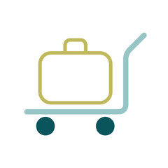 Baggage, luggage, suitcases on trolley vector icon