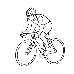 Fototapeta premium a racing cyclist on a racer bike, line art vector illustration isolated on a white background (19)