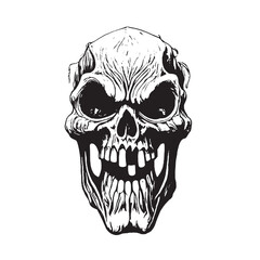 Funny Art Skull with a Long Face Design dangerous skull Black on White Background best for Frame Painting Wallpaper t shirt and could be used any item