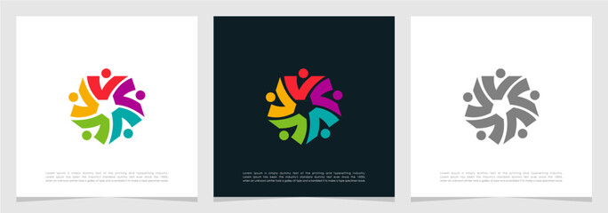 Community People Teamwork Logo Vector , People Network Connection Logo , Abstract Foundation Icon Vector