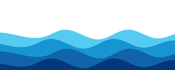 Sea waves layered vector background illustration and sea beach vector illustration.