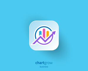 Abstract minimalist chart growing logo