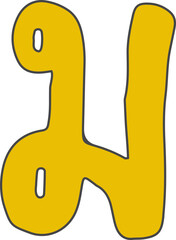 Cute Thai Alphabet Bold Doodle