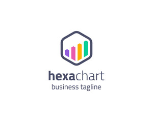 Creative hexagon with colorful graphic chart logo