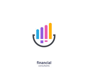 Colorful chart financial logo flat