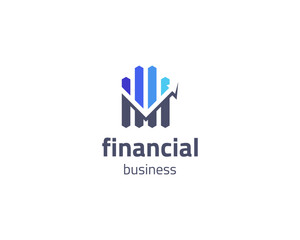 Creative minimalist initial letter m finance chart logo
