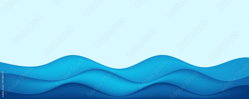 Wall mural sea waves layered vector background illustration and sea beach vector illustration.