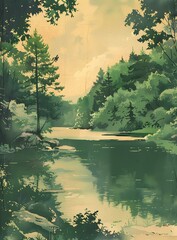 Green lake in the mountains