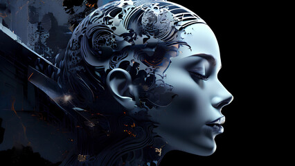 Bold and beautiful! An abstract artwork portrays a woman's face in shades of black