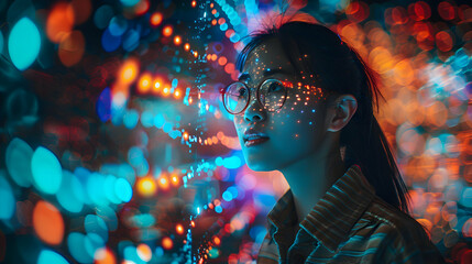 Marketing Campaigns: A Chinese marketing executive in an American company leads a brainstorming session on business marketing campaigns, exploring digital advertising strategies