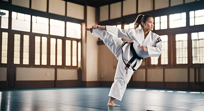 Woman in a karate class.