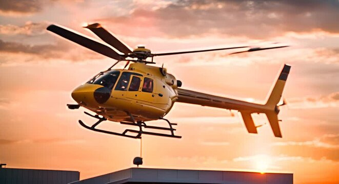 Emergency helicopter in a hospital.