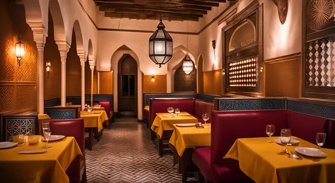 Interior of an Arabic food restaurant.