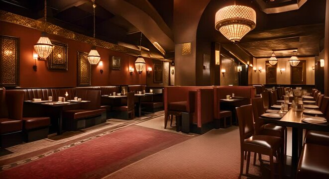 Interior of an Arabic food restaurant.