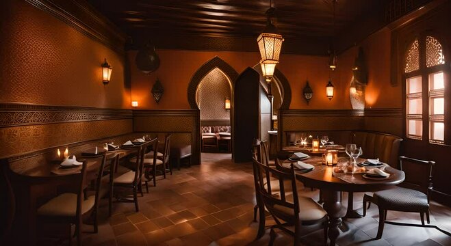 Interior of an Arabic food restaurant.