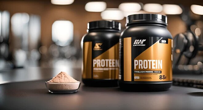 Protein powder jar at the gym.