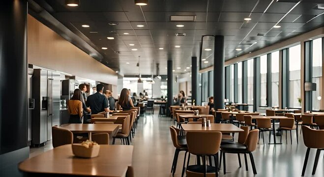 Interior of a university cafeteria.