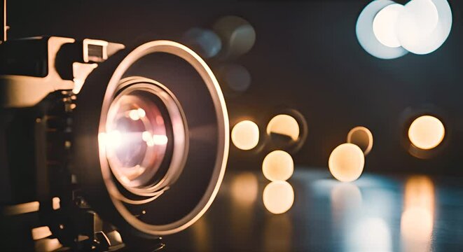 Cinema projector broadcasting a film.
