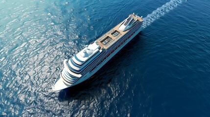Fototapeta premium Huge cruise ship on the sea as seen from above very detailed and realistic shape