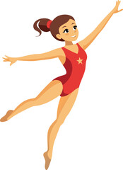 Young Gymnast Performing Elegant Artistic Routine in Red Leotard