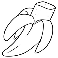 half-eaten banana illustration hand drawn outline vector