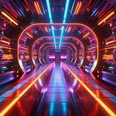 Fototapeta premium Futuristic Sci-Fi Corridor