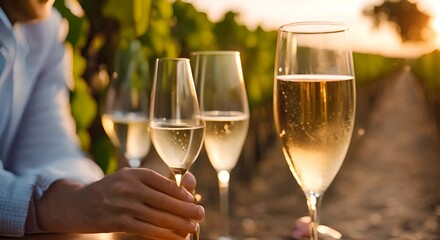 Champagne tasting in a vineyard.