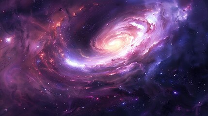 Fototapeta premium Cosmic Whirlwind - A Vibrant Stylized Galaxy with Swirling Stars and Cosmic Dust in Space Art