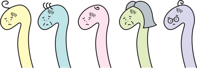 ショックを受けて落ち込むヘビのイラストセット