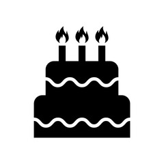 Sweet cake icon, bakery dessert food symbol, happy birthday day graphic vector illustration