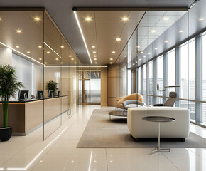 modern office space interior with good lighting