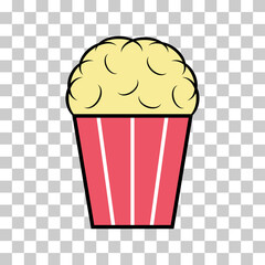 Popcorn food design icon, web corn box snack flat vector illustration element