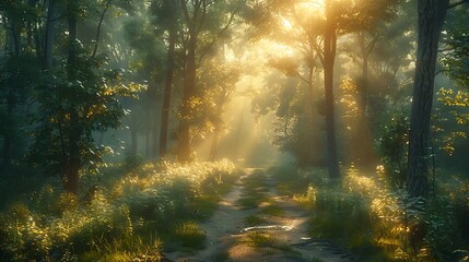 Obraz premium sunrise in the forest