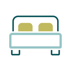 Double bed flat vector isolated icon