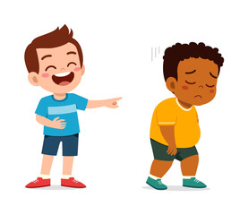 little fat kid get bullied by friend and feeling sad