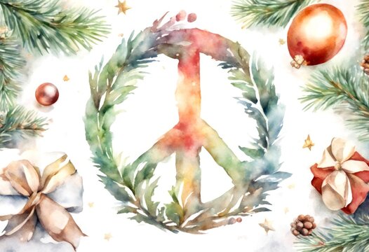 joy alphabet love peace symbol tree red peaceful olated wreath watercolor hope grass christmas art decoration white card ecology eco new clip clipart holiday green lettering