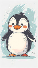 Naklejka premium Cute penguin illustration | High Quality | Wallpaper 