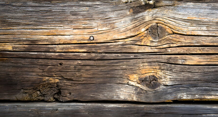 Naklejka premium Old Dark rough wood floor or surface with splinters and knots. Square background with floori. Generative AI.